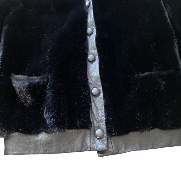 Vintage Lilli Ann Faux Fur Leather Trim Jacket 1960s England Sz M - Picture 10 of 11